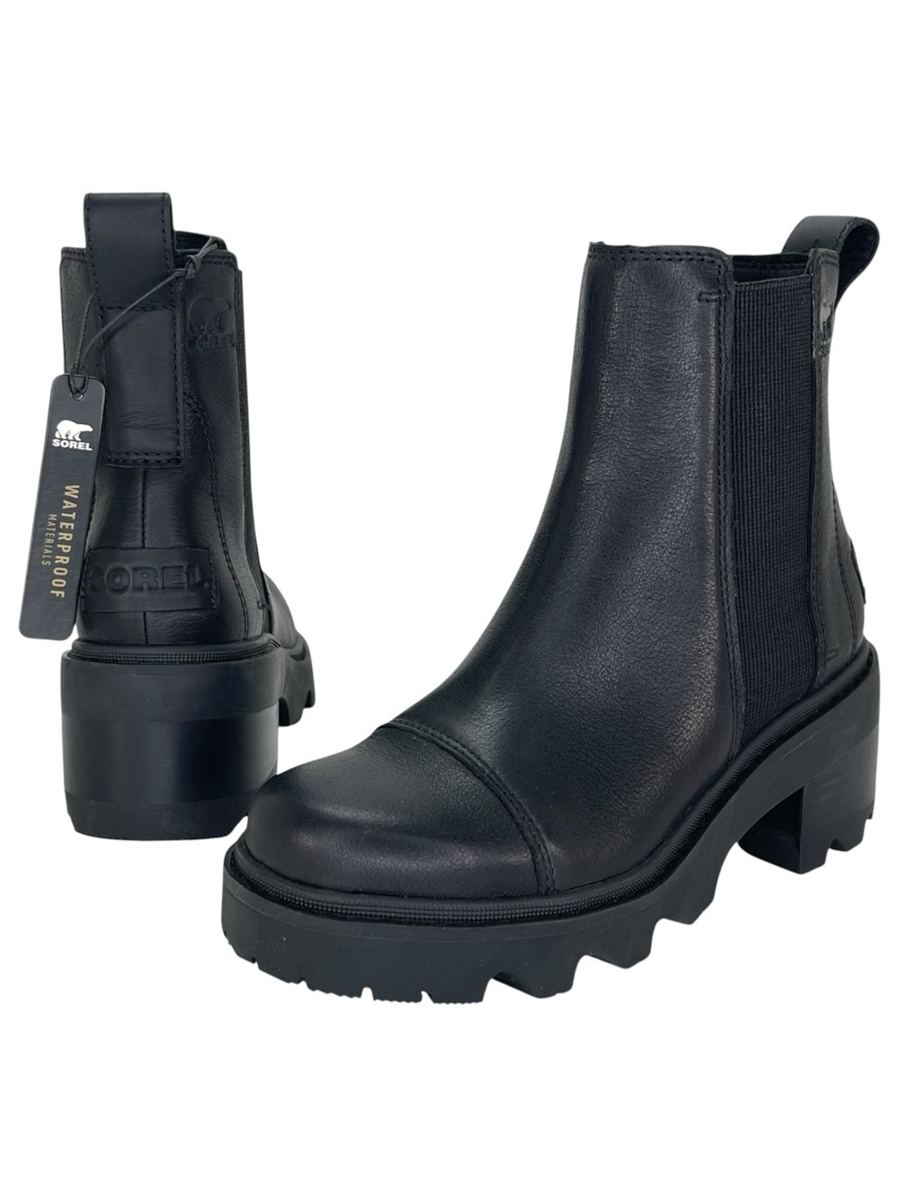 Sorel Joan Now Black Leather Waterproof Womens Chelsea Ankle Boots Size 5M - Picture 9 of 13